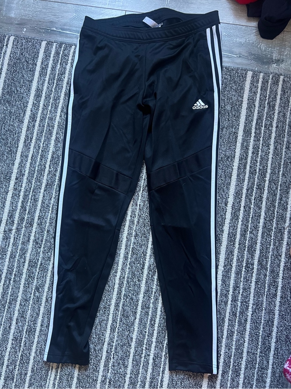 adidas Black Track Pants with White Side Stripes